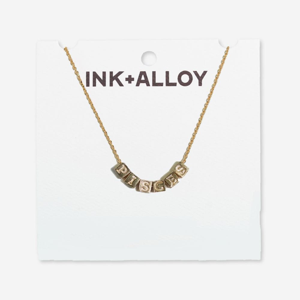 Goldie Zodiac Sign Chain Necklace with Brass Letters Necklace