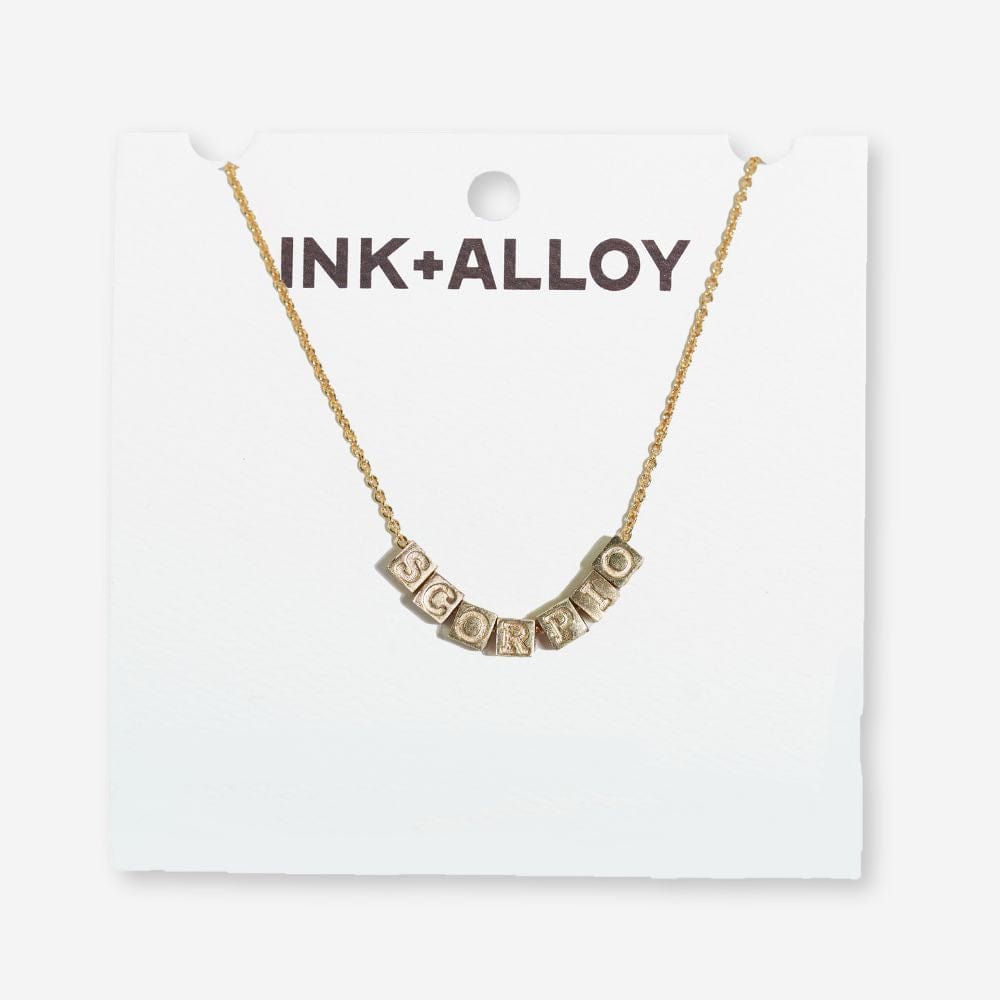 Goldie Zodiac Sign Chain Necklace with Brass Letters Necklace