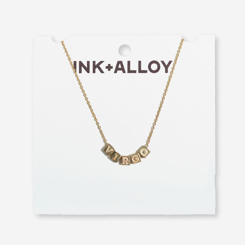 Goldie Zodiac Sign Chain Necklace with Brass Letters Necklace