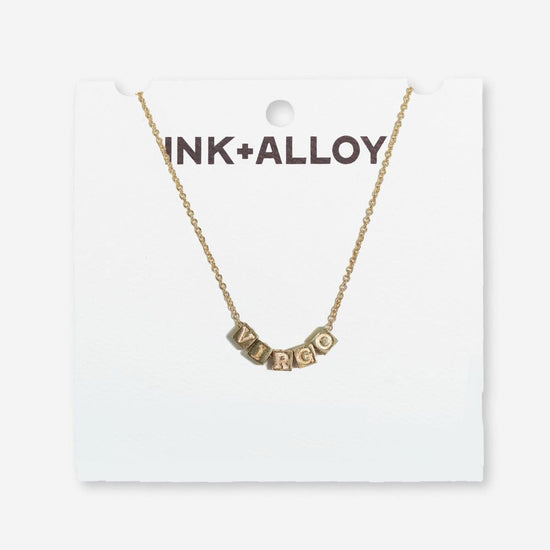 Goldie Zodiac Sign Chain Necklace with Brass Letters Necklace