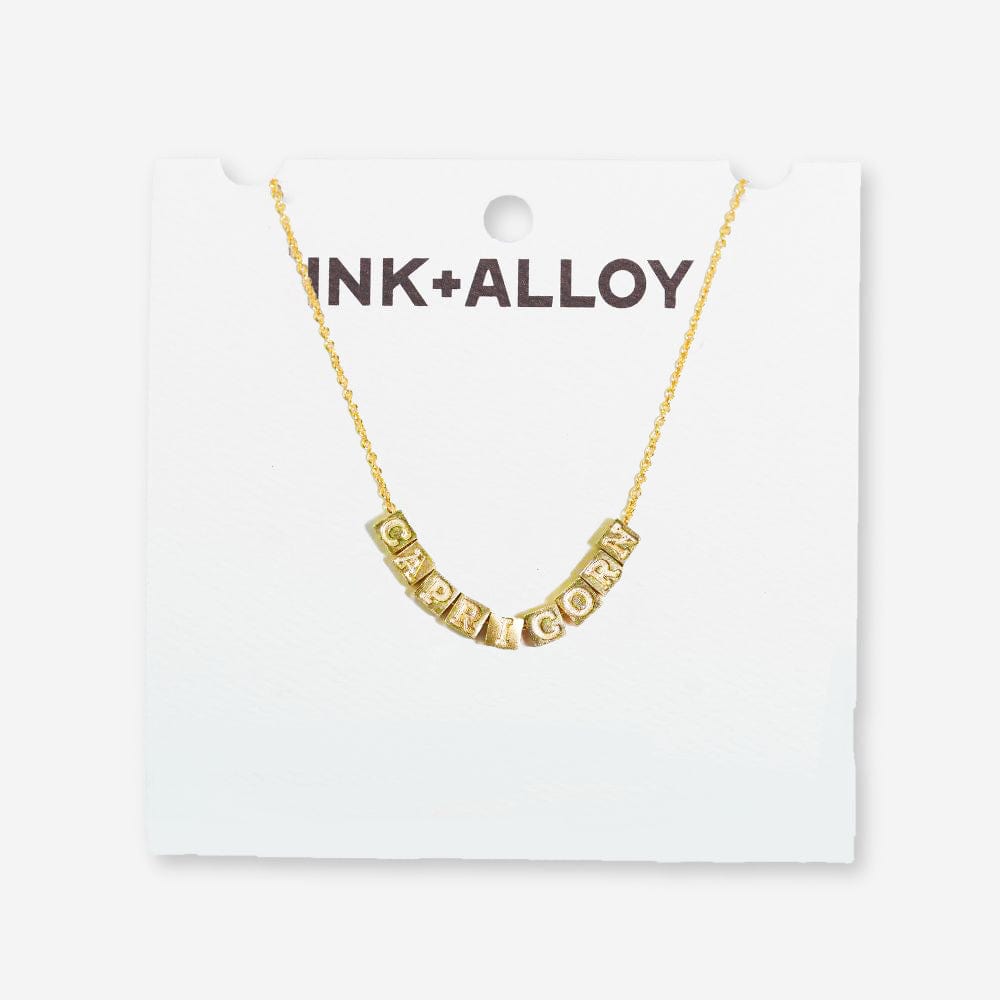 Goldie Zodiac Sign Chain Necklace with Brass Letters Necklace