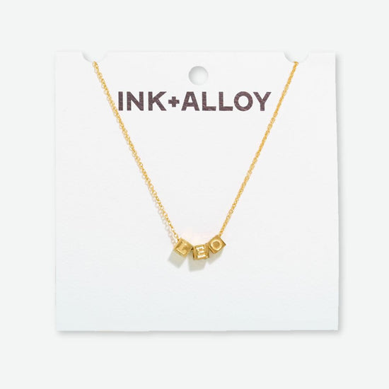 Goldie Zodiac Sign Chain Necklace with Brass Letters Necklace