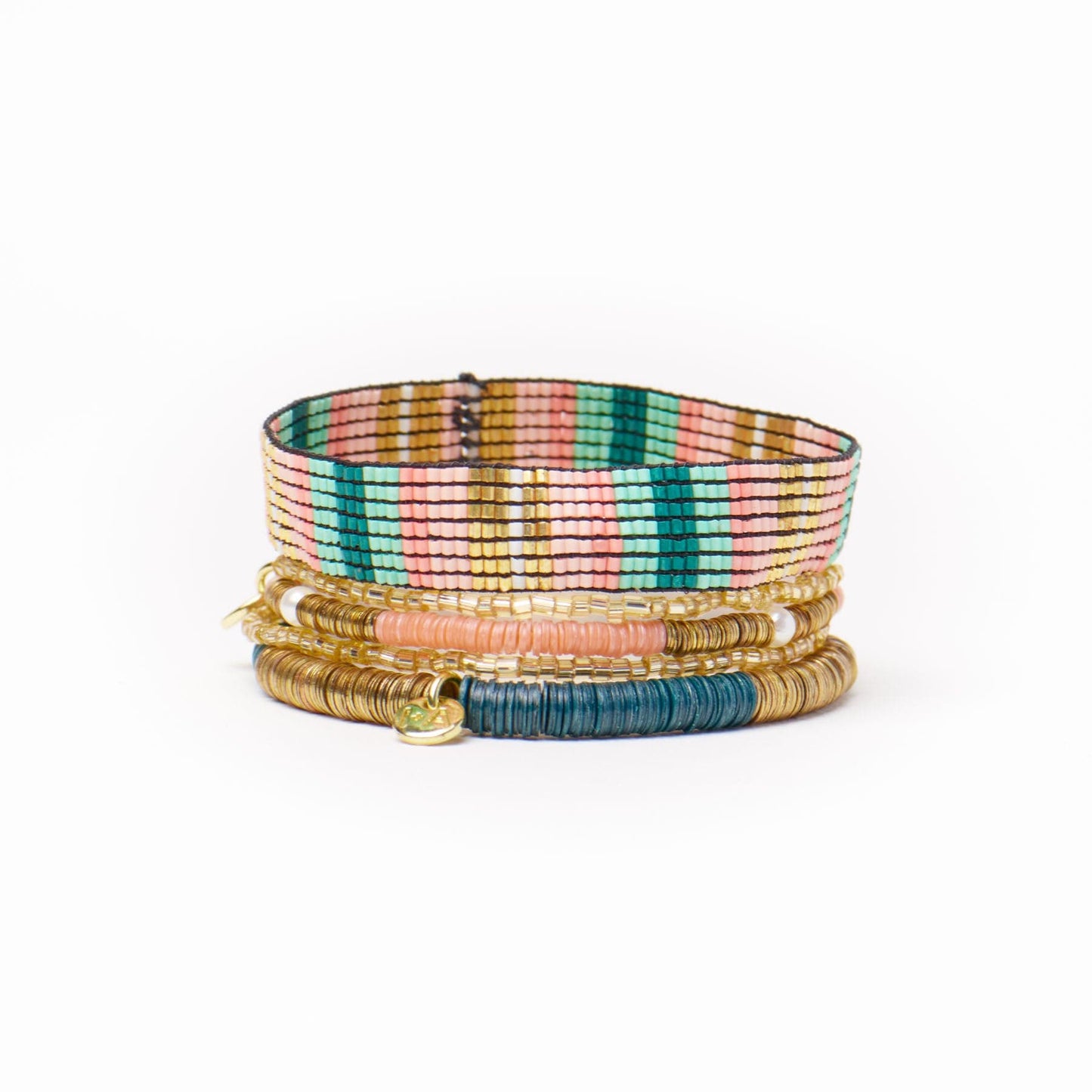 Grace & Alex Bracelet Stack Green And Pink Stack