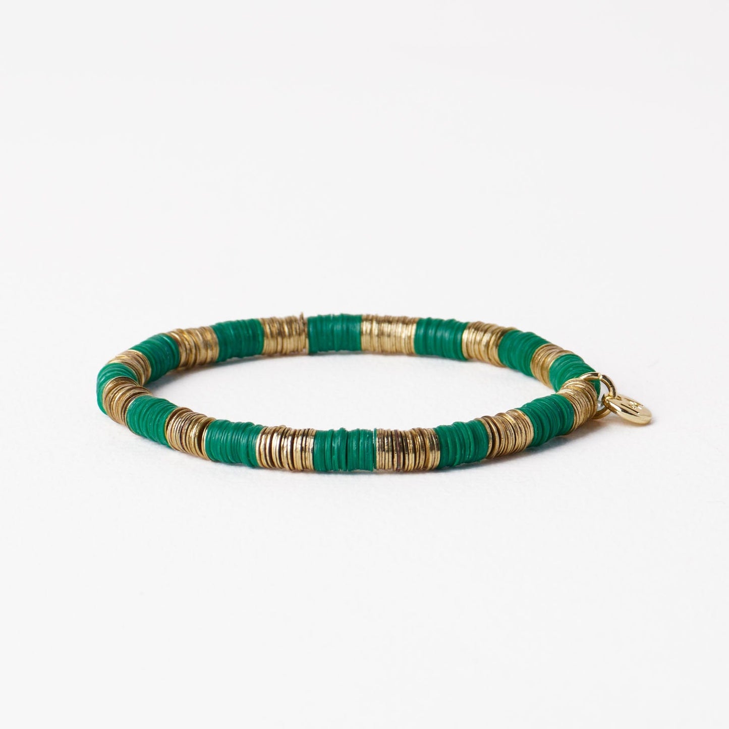 Grace Alternating Color With Gold Sequin Stretch Bracelet Kelly Green Stretch