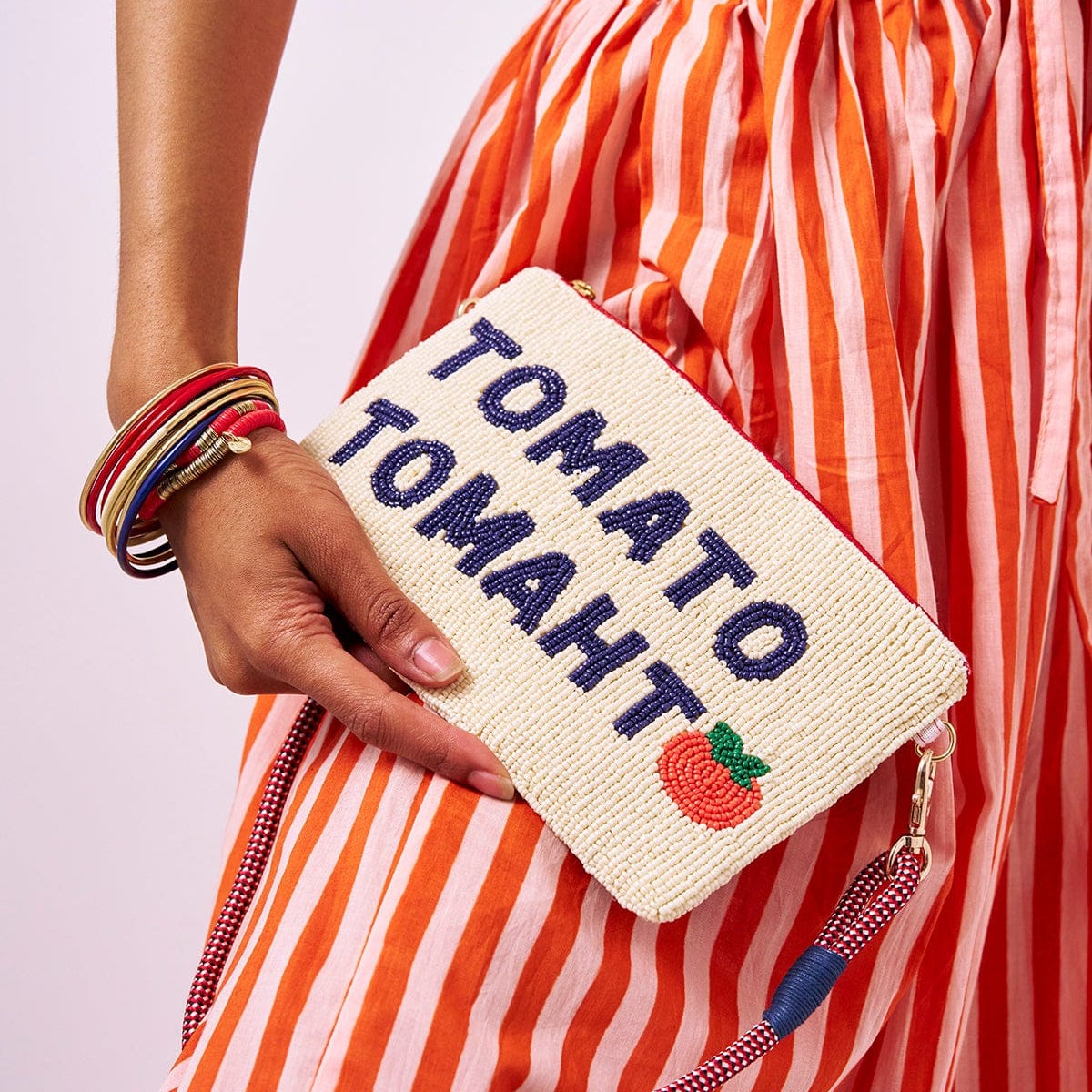 Grace Alternating Color With Gold Sequin Stretch Bracelet Red Stretch