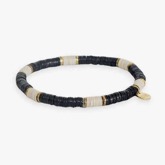 Grace Cream Stripes On Black Sequin Stretch Bracelet Cream Bracelet