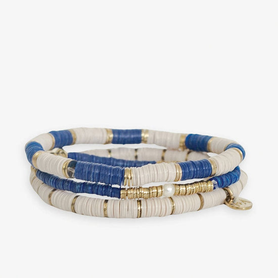 Grace Game Day Sequin Bracelet Stack of 3 Blue and White Bracelet