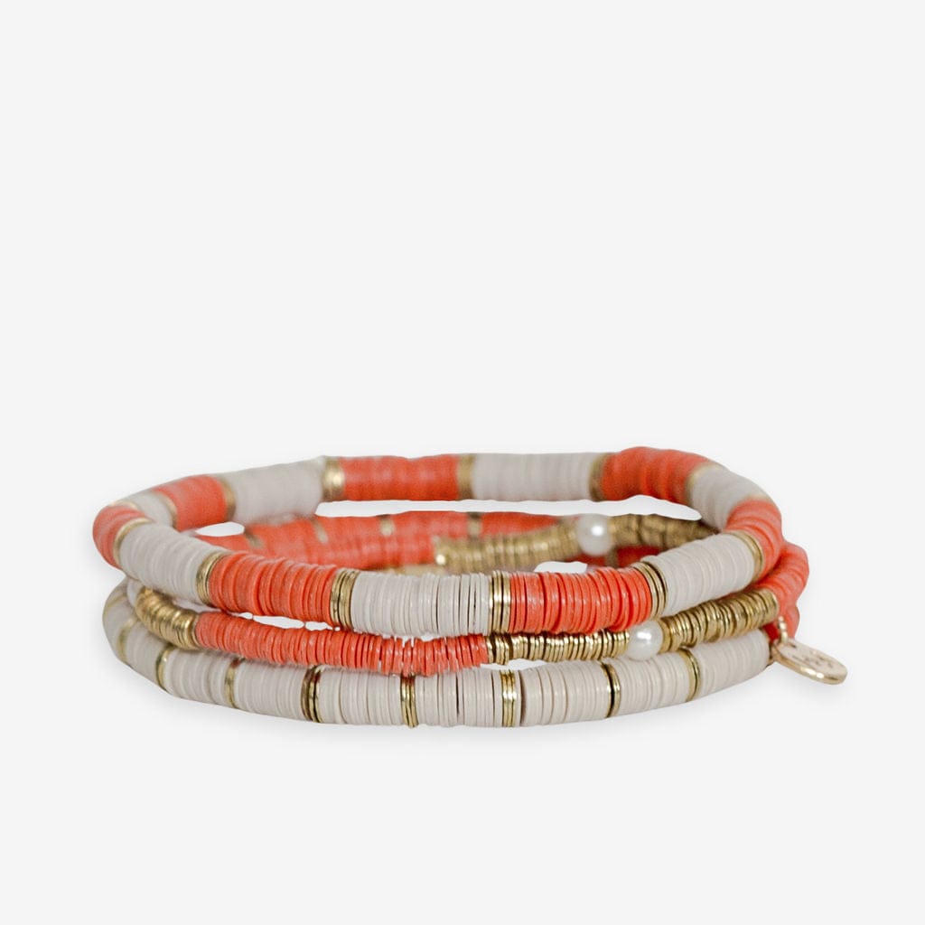 Grace Game Day Sequin Bracelet Stack of 3 Orange and White Bracelet