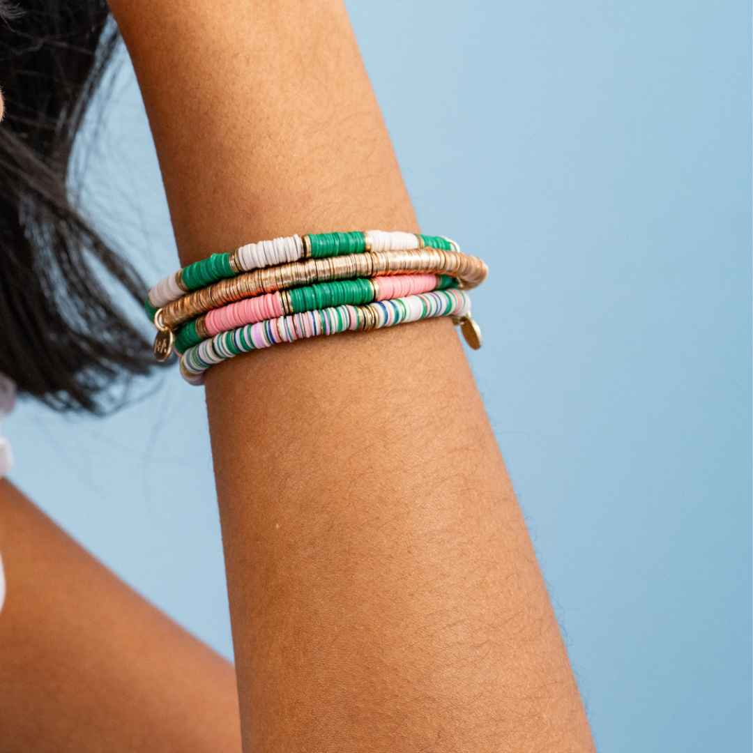 Grace Multi Mix Sequin Stretch Bracelet Kelly Green