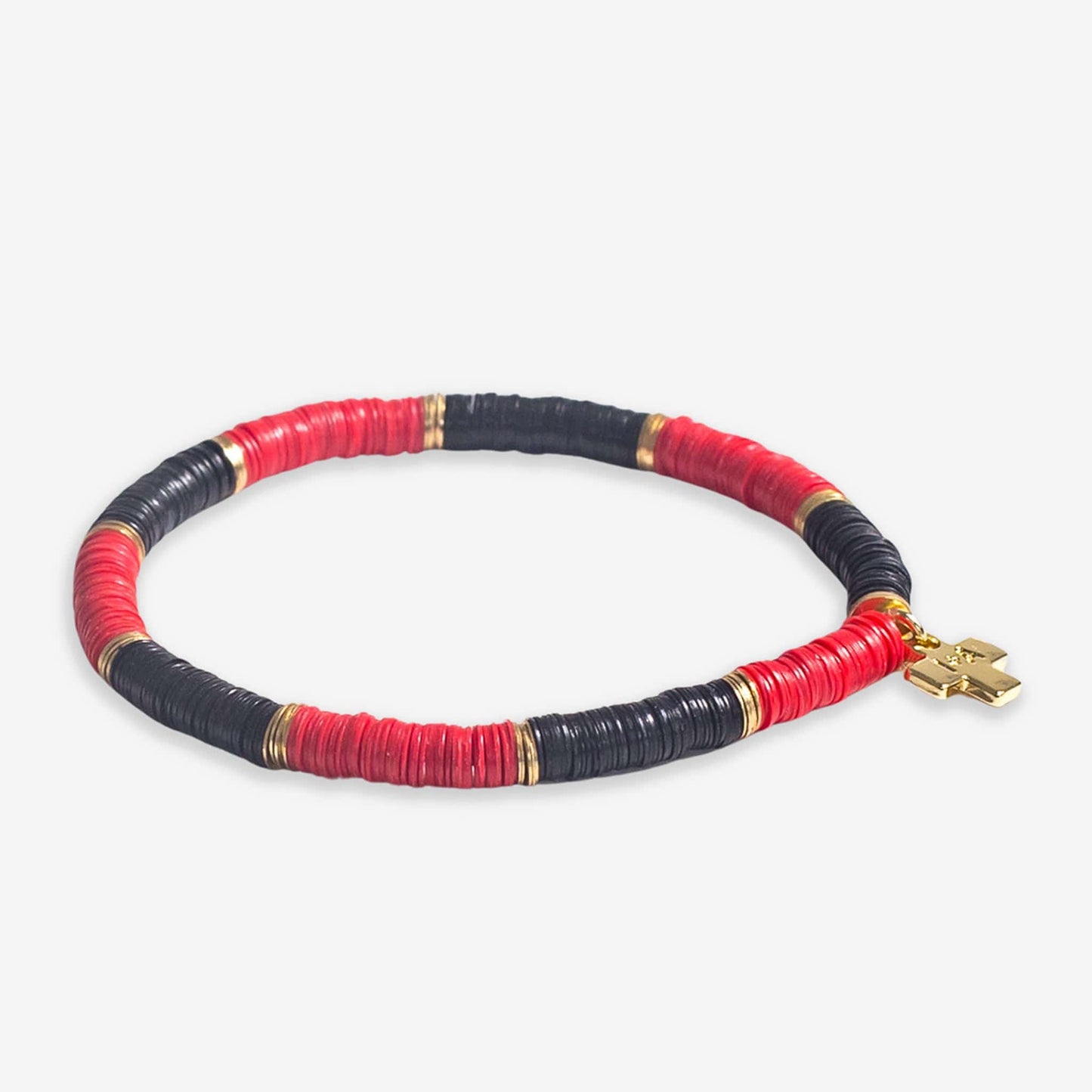 Grace Two-Color Block Sequin Stretch Bracelet Black/Red