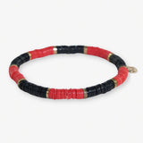 Grace Two-Color Block Sequin Stretch Bracelet Black/Red