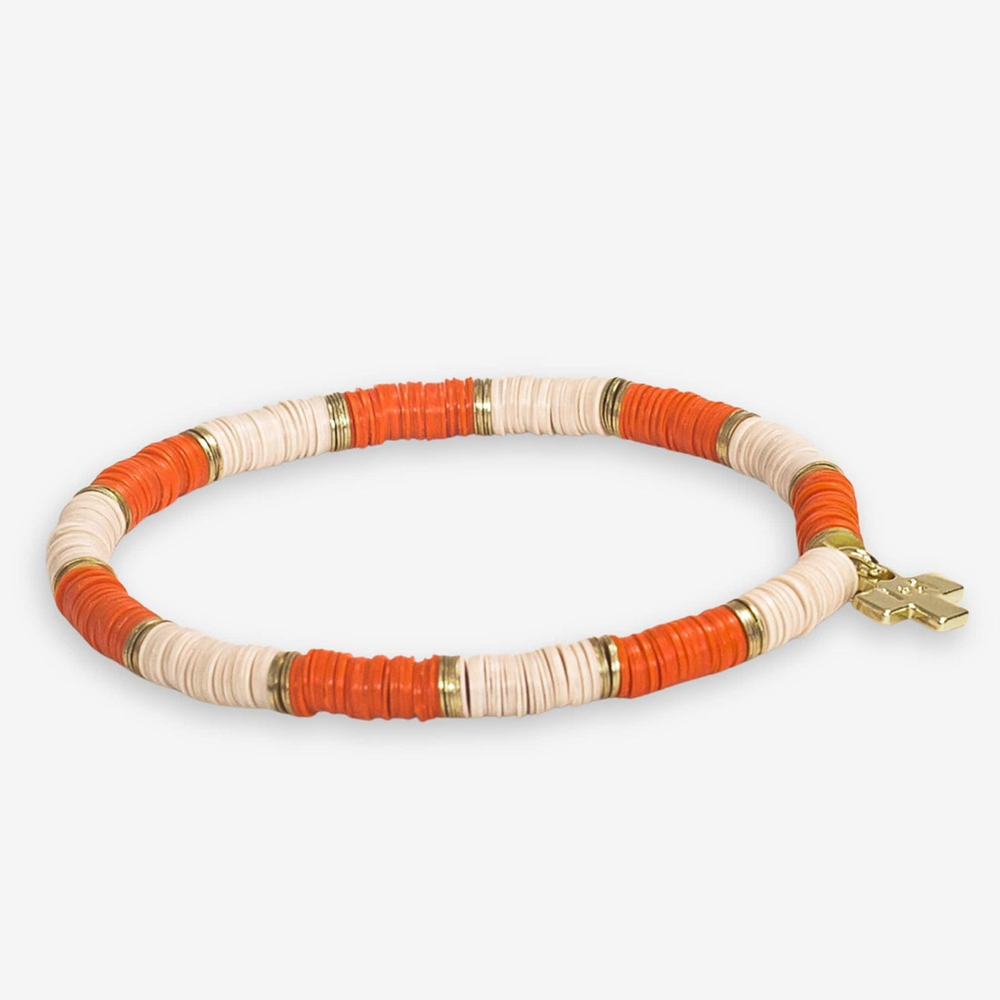 Grace Two-Color Block Sequin Stretch Bracelet Coral/Ivory