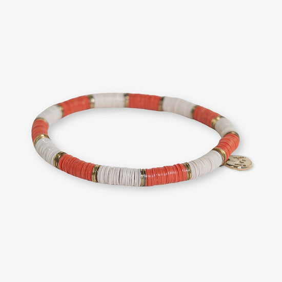 Grace Two-Color Block Sequin Stretch Bracelet Coral/Ivory
