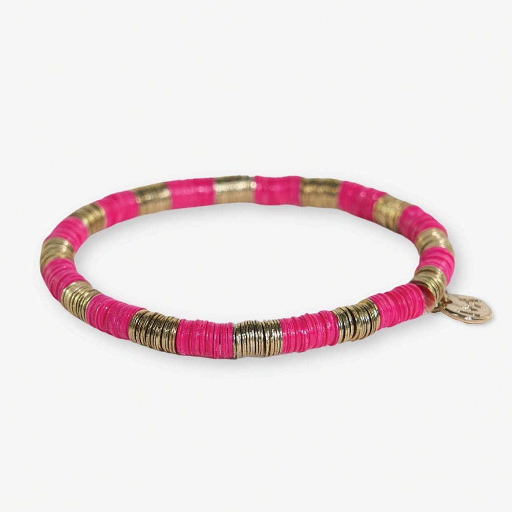 Grace Two-Color Block Sequin Stretch Bracelet Hot Pink and Gold Bracelet