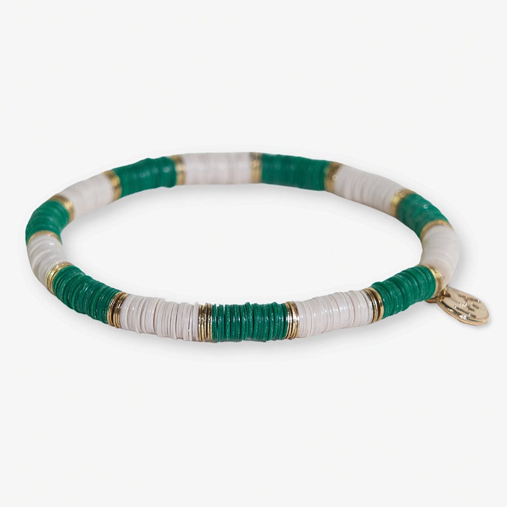 Grace Two-Color Block Sequin Stretch Bracelet Kelly Green/Ivory