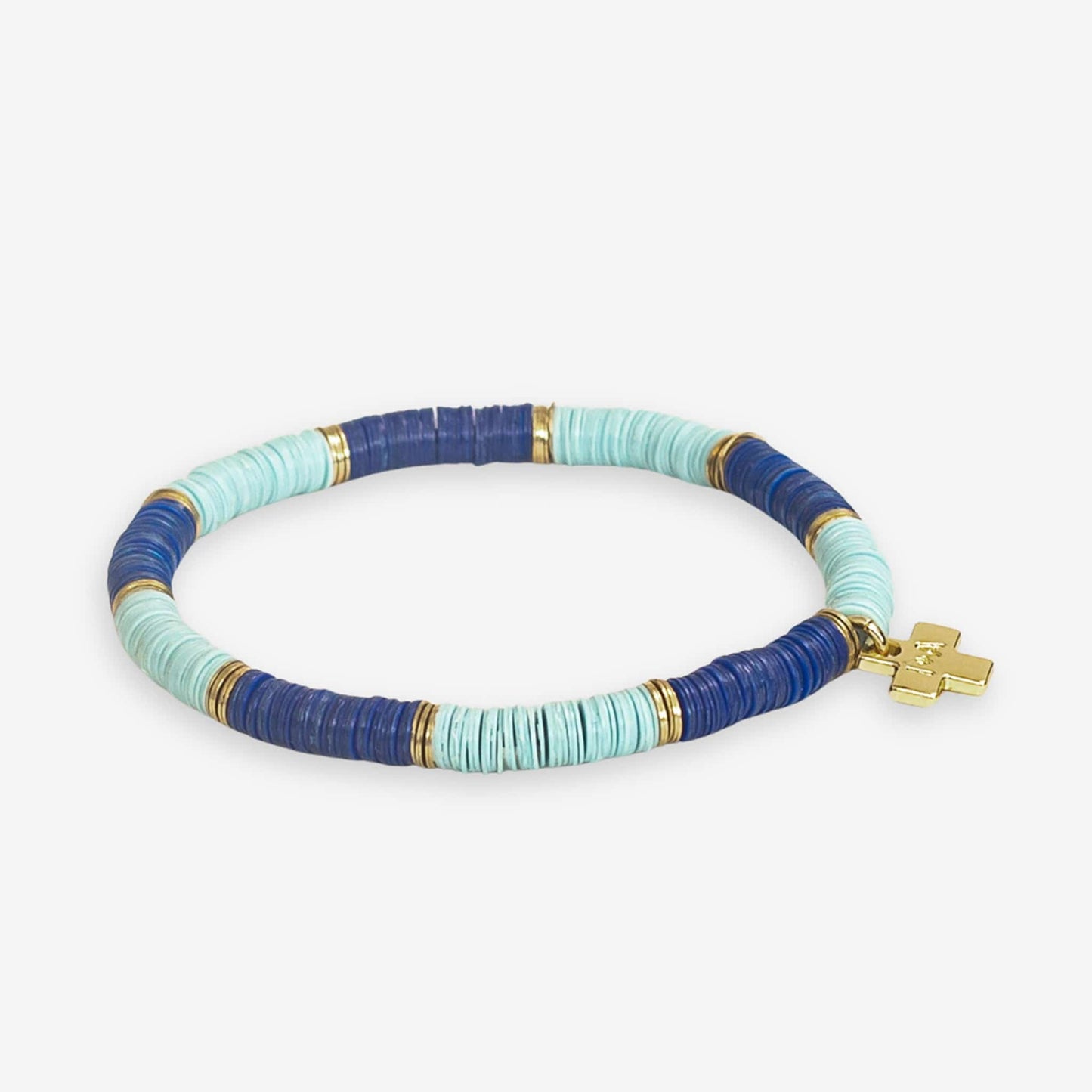 Grace Two-Color Block Sequin Stretch Bracelet Lapis/Light Blue
