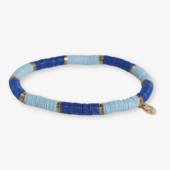 Grace Two-Color Block Sequin Stretch Bracelet Lapis/Light Blue