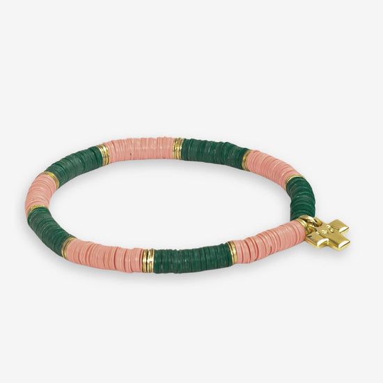 Grace Two-Color Block Sequin Stretch Bracelet Pink/Kelly Green