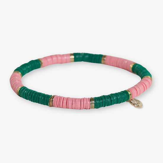 Grace Two-Color Block Sequin Stretch Bracelet Pink/Kelly Green