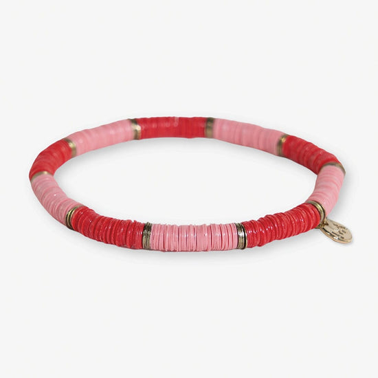 Grace Two-Color Block Sequin Stretch Bracelet Red/Pink
