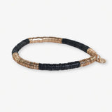 Grace Two Color Block Stretch Bracelet Black and Gold Bracelet