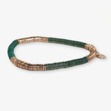 Grace Two Color Block Stretch Bracelet Emerald and Gold Bracelet