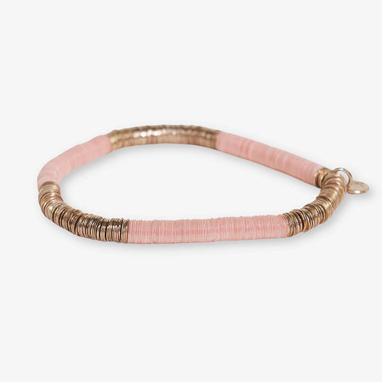 Grace Two Color Block Stretch Bracelet Light Pink and Gold Bracelet