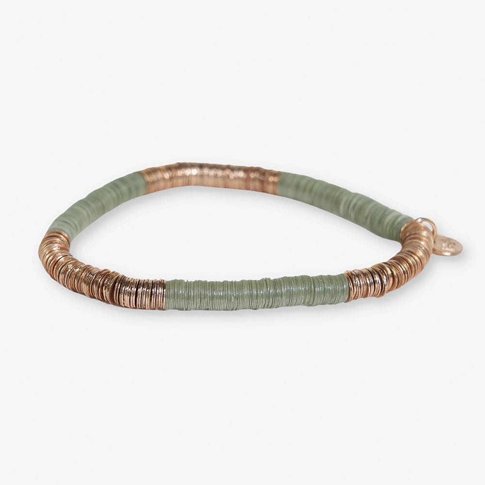 Grace Two Color Block Stretch Bracelet Mint and Gold Bracelet