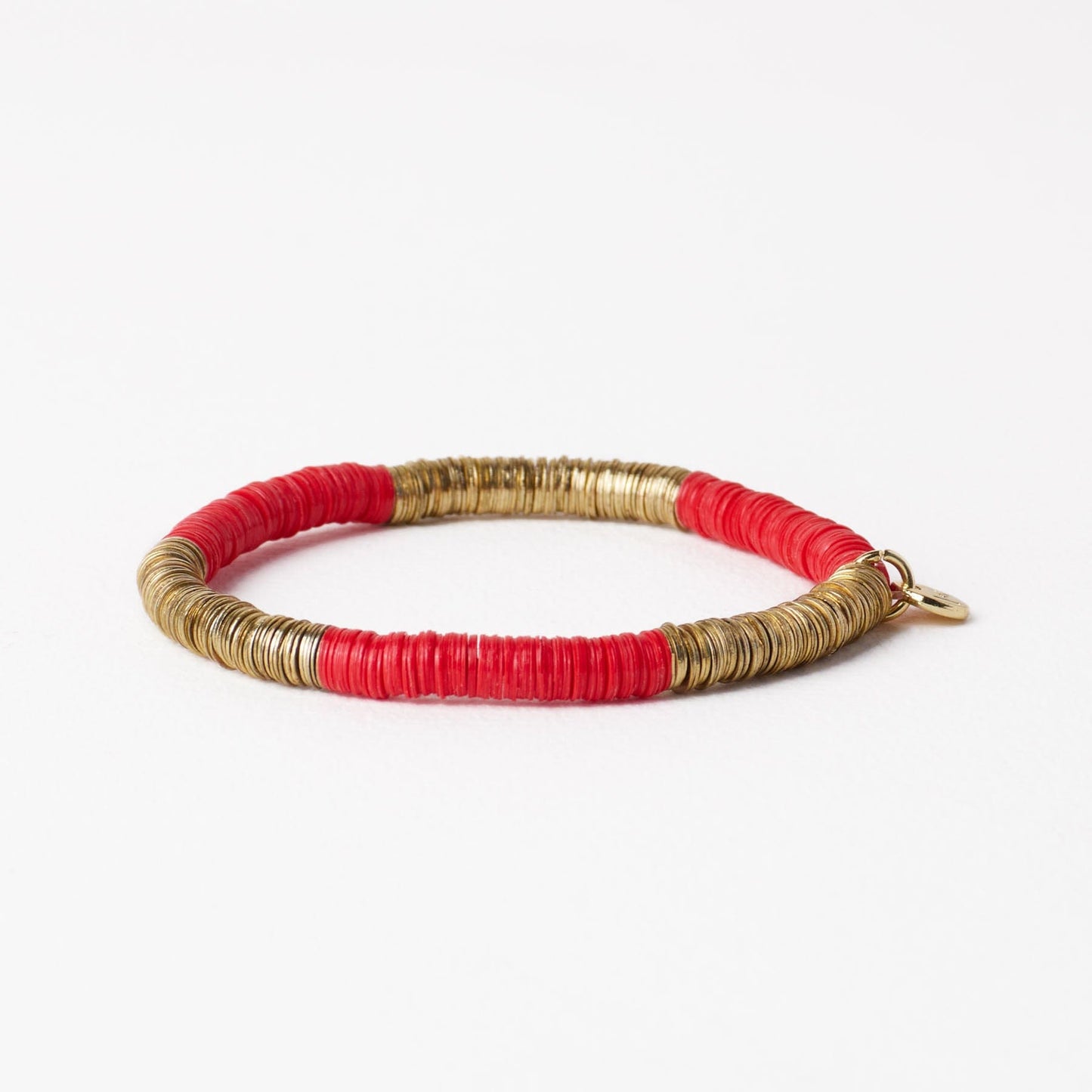 Grace Two Color Block Stretch Bracelet Red and Gold Stretch