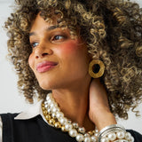 Greta Round Chain Post Earrings Brass Large Stud