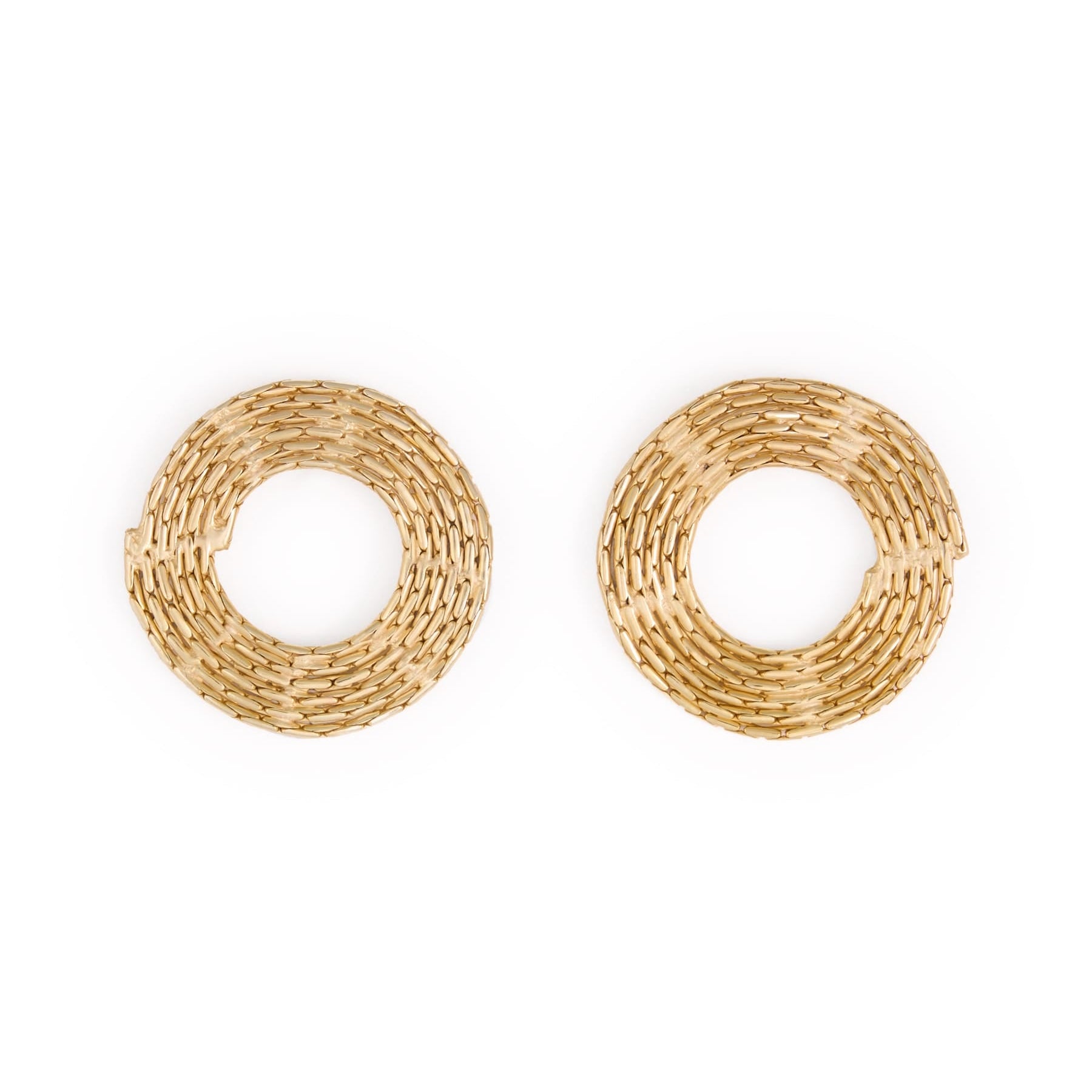 Greta Round Chain Post Earrings Brass Large Stud