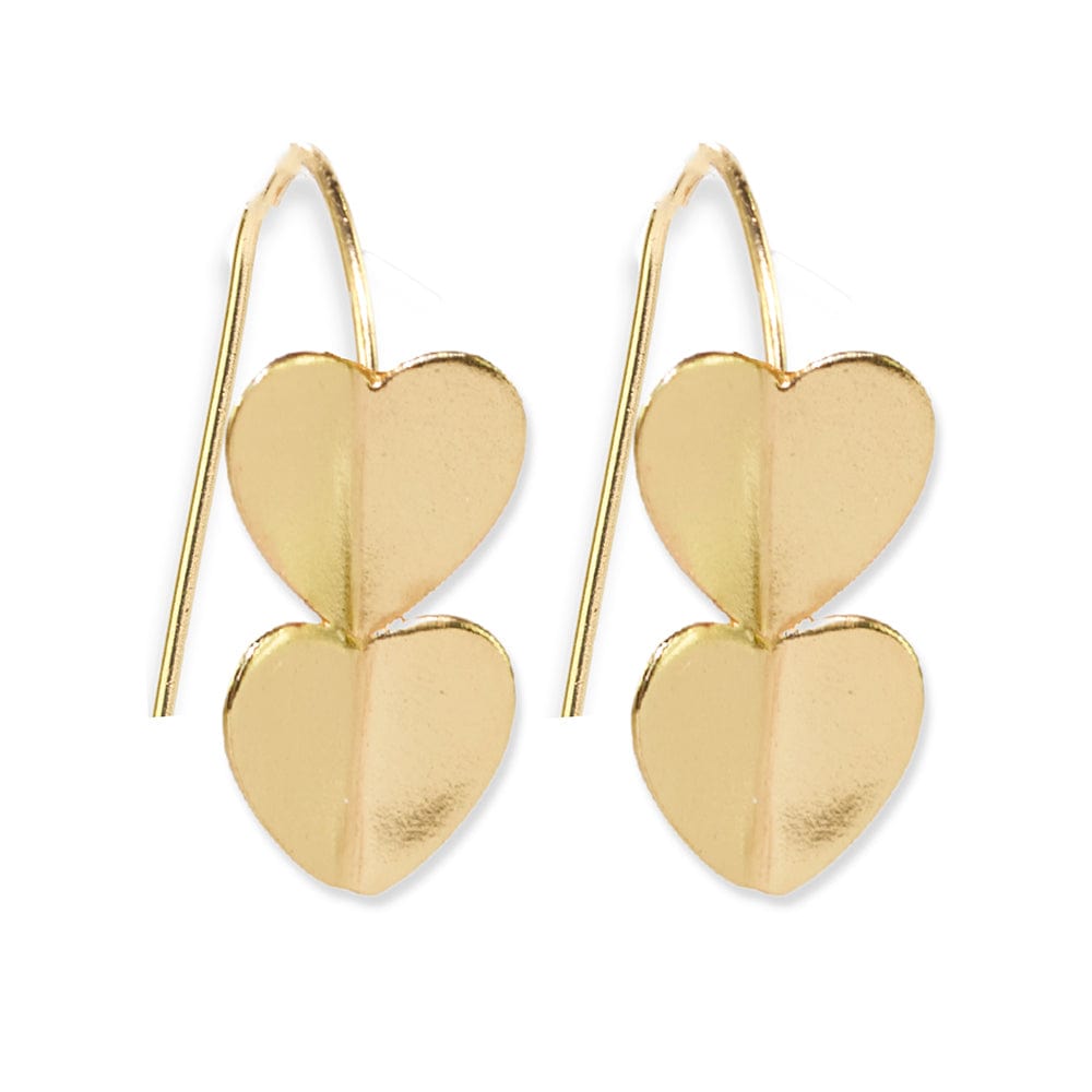 Gretchen Double Heart Threader Earrings Brass Earrings