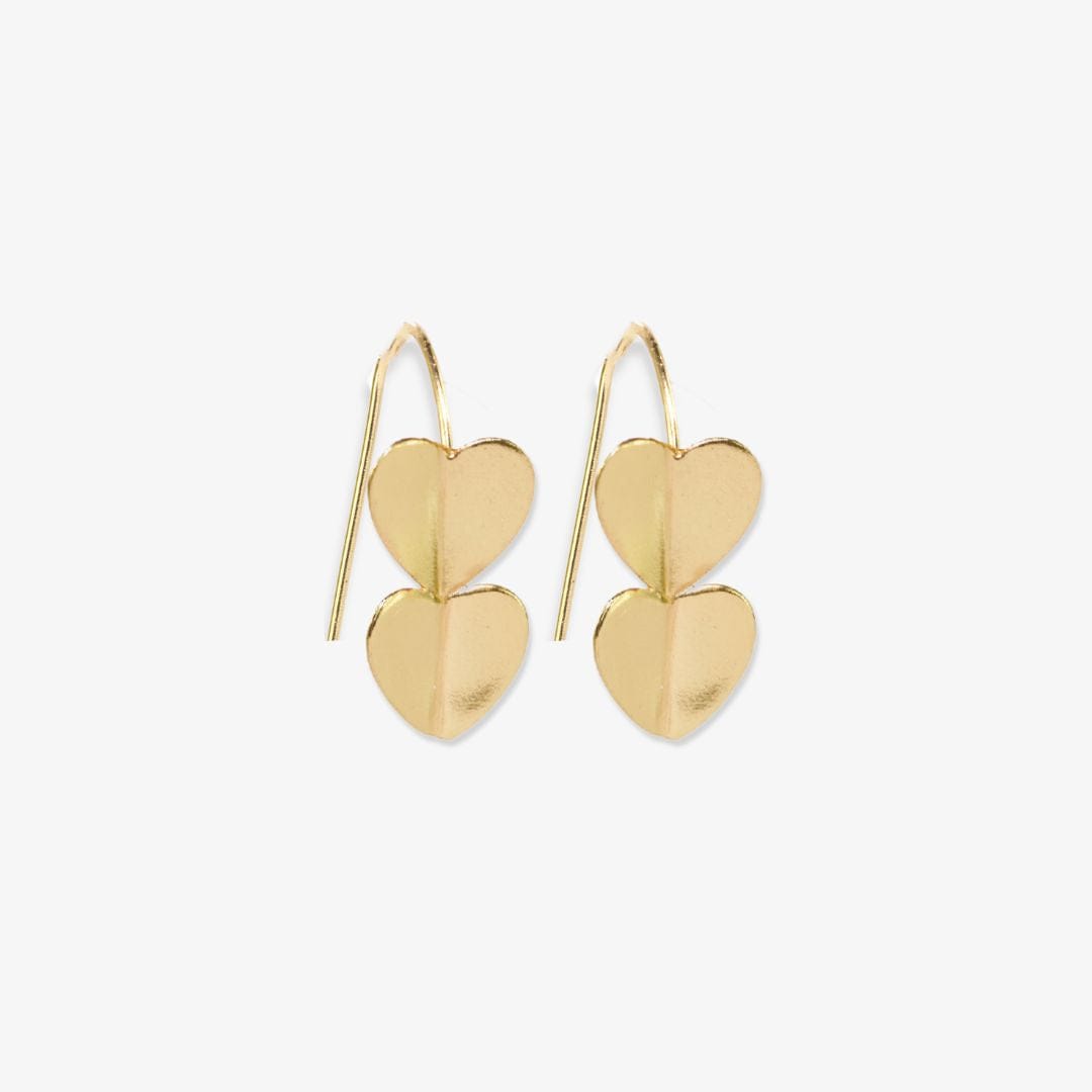 Gretchen Double Heart Threader Earrings Brass Earrings