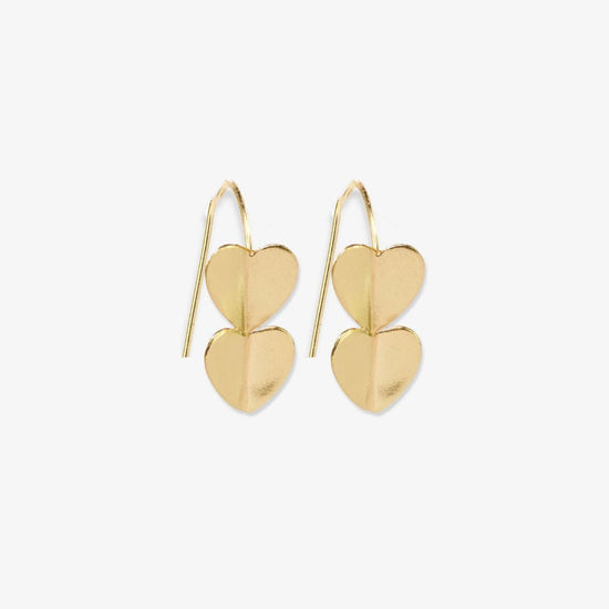 Gretchen Double Heart Threader Earrings Brass Earrings