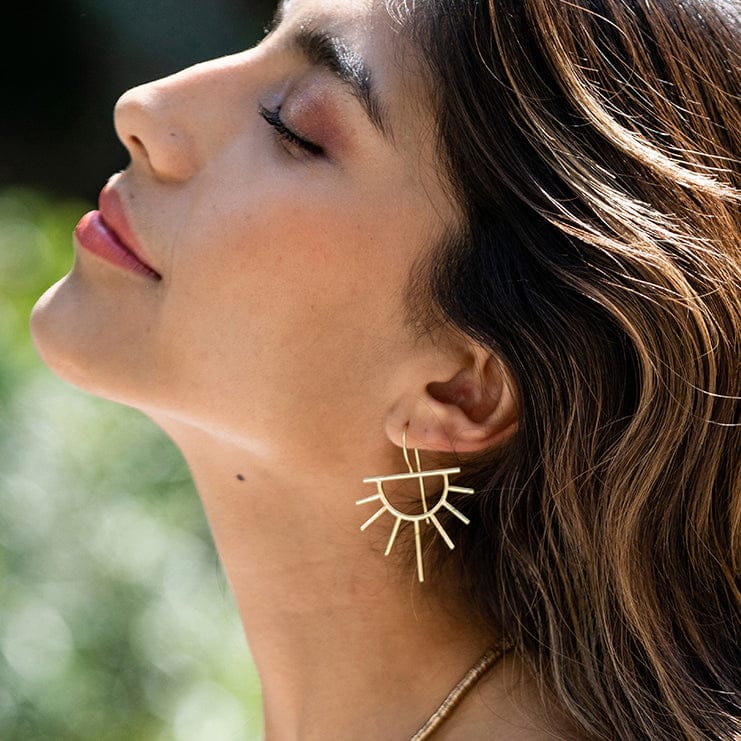 Gretchen Half Sun Threader Earrings Brass Earrings