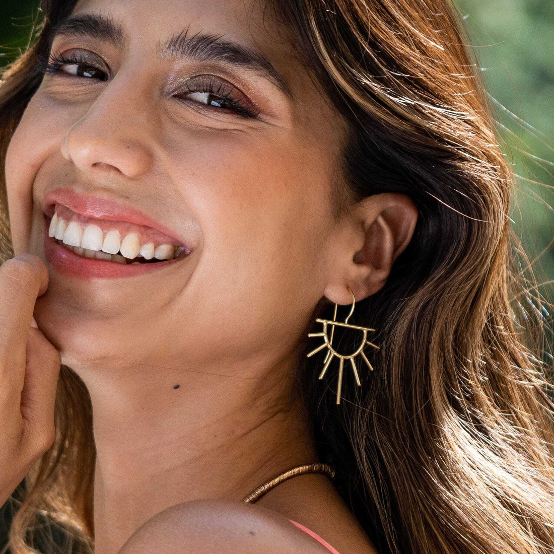 Gretchen Half Sun Threader Boho Earrings Brass – INK+ALLOY, LLC