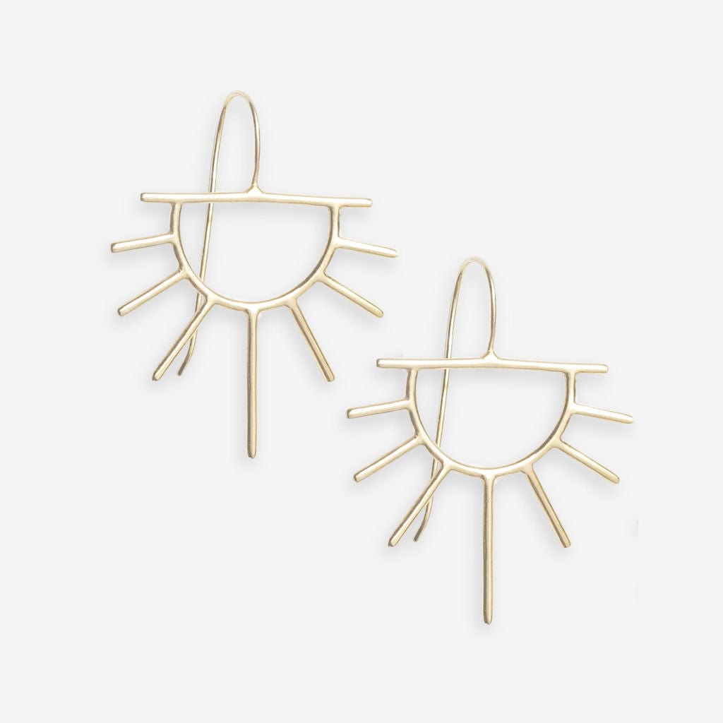 Gretchen Half Sun Threader Earrings Brass Earrings