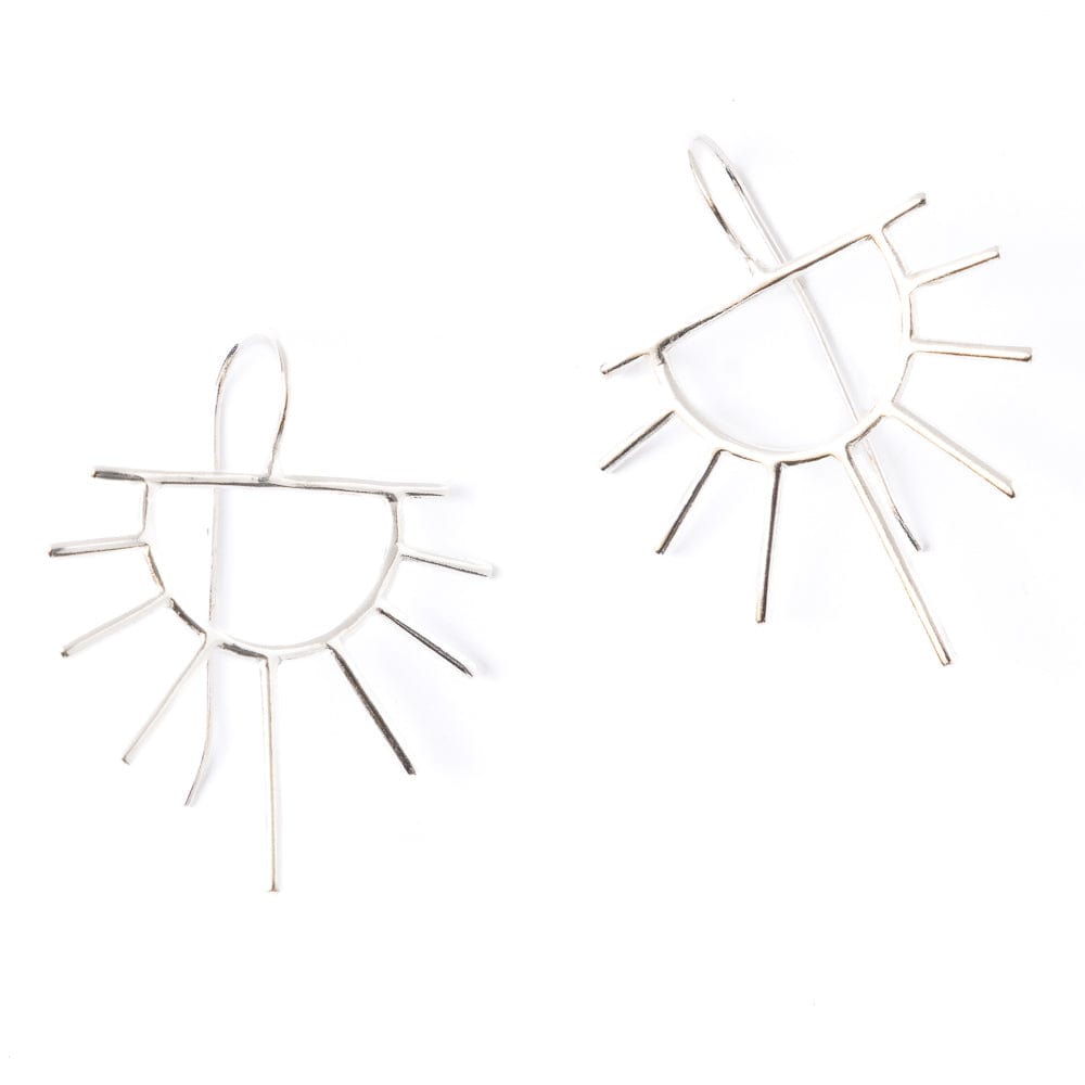 Gretchen Half Sun Threader Earrings Silver