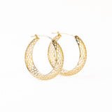 Gretchen Honeycomb Hoop Earrings Brass Hoops