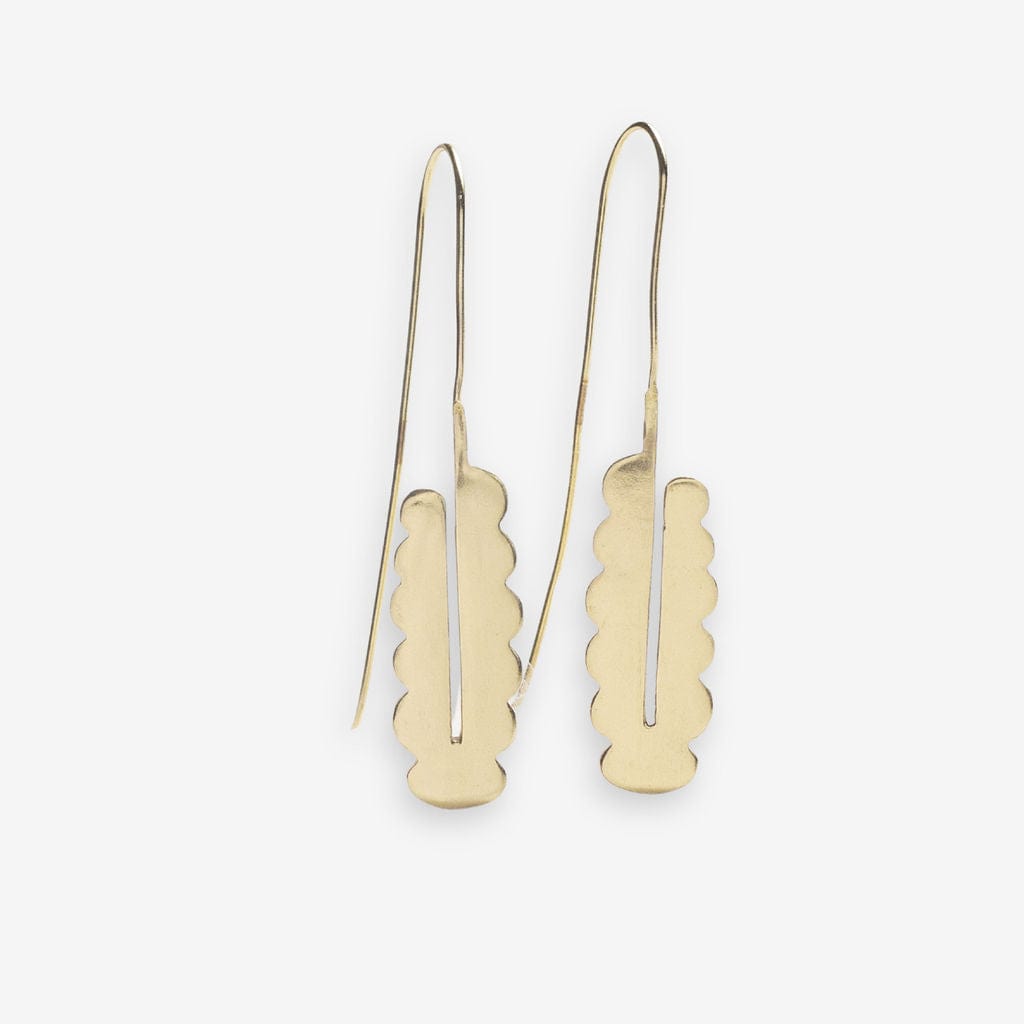 Gretchen Scalloped Threader Earrings Brass Earrings