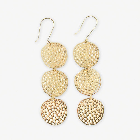 Gretchen Triple Disc Textured Drop Earrings Brass Earrings