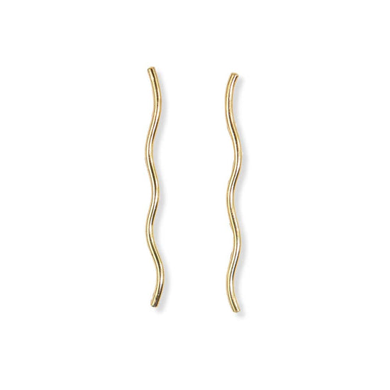 Gretchen Wavy Stick Earrings Brass Earrings