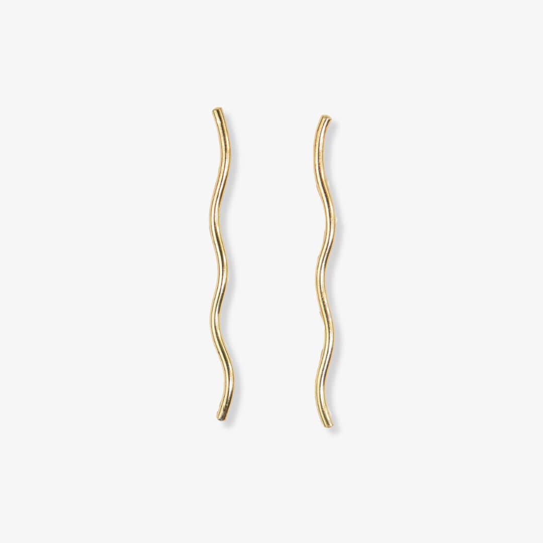 Gretchen Wavy Stick Earrings Brass Earrings