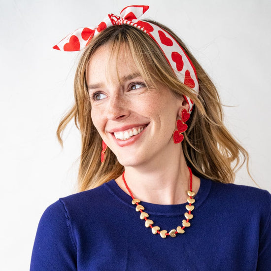 Haddie 3 Heart Drop Earrings Red Drop