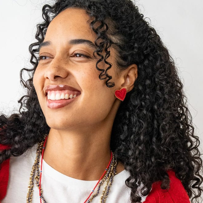 Haddie Heart Post Earrings Red Stud