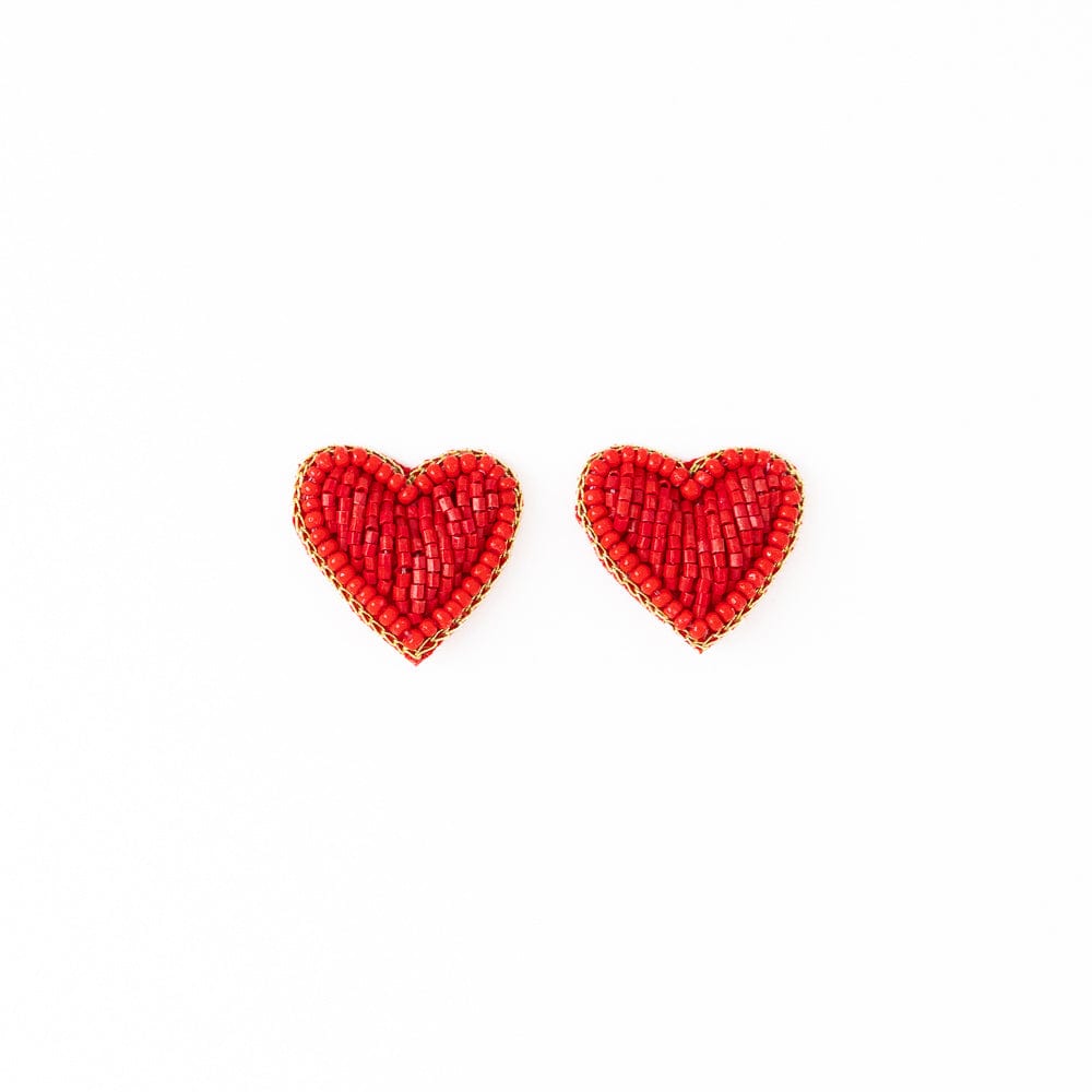 Haddie Heart Post Earrings Red Stud