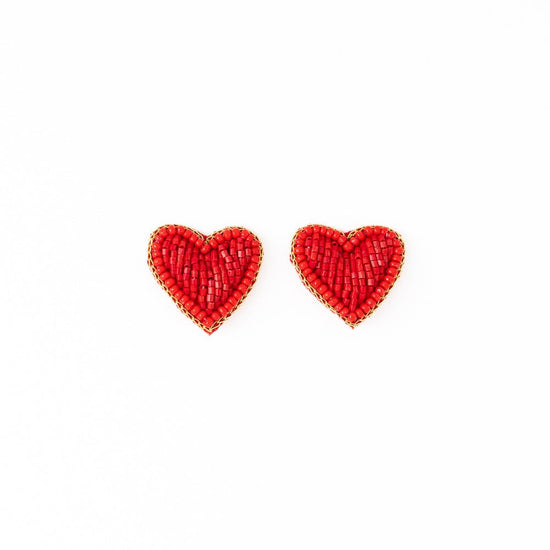 Haddie Heart Post Earrings Red Stud