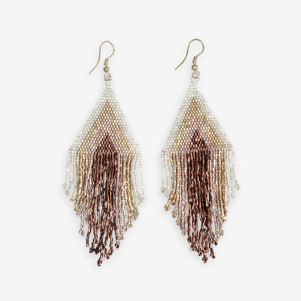 Haley Stacked Triangle Beaded Fringe Earrings Mixed Metallic – INK 