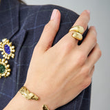 Halle Open Wrap Double Orb Adjustable Ring Brass Ring