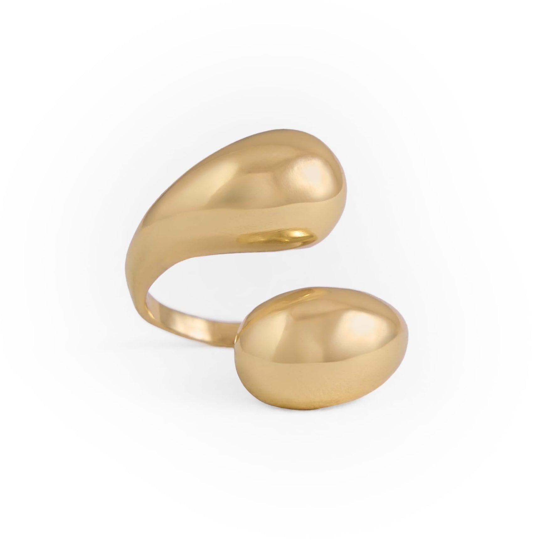 Halle Open Wrap Double Orb Adjustable Ring Brass Ring